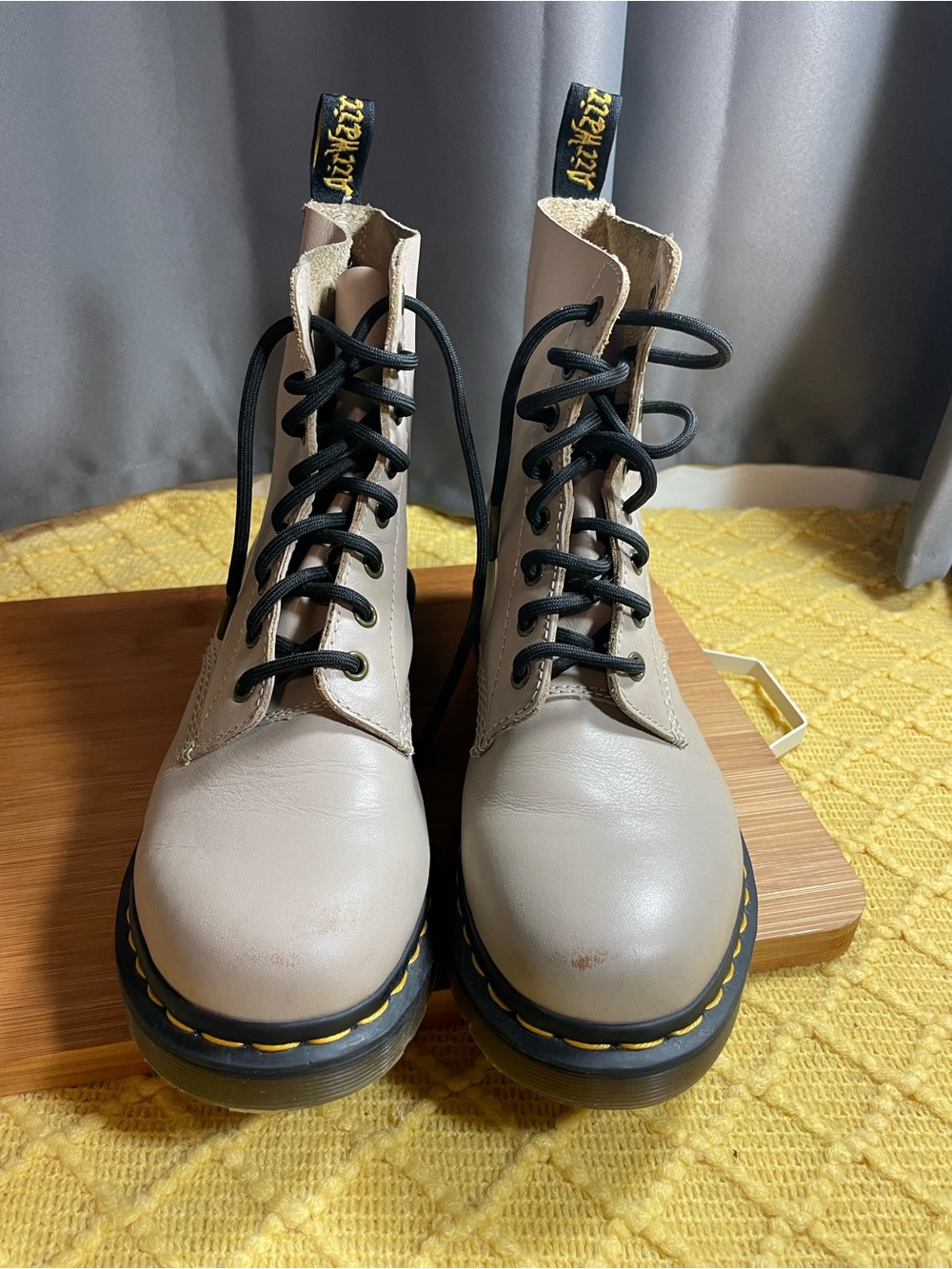 Dr. Martens Pascal Taupe Combat Boots with Black Laces